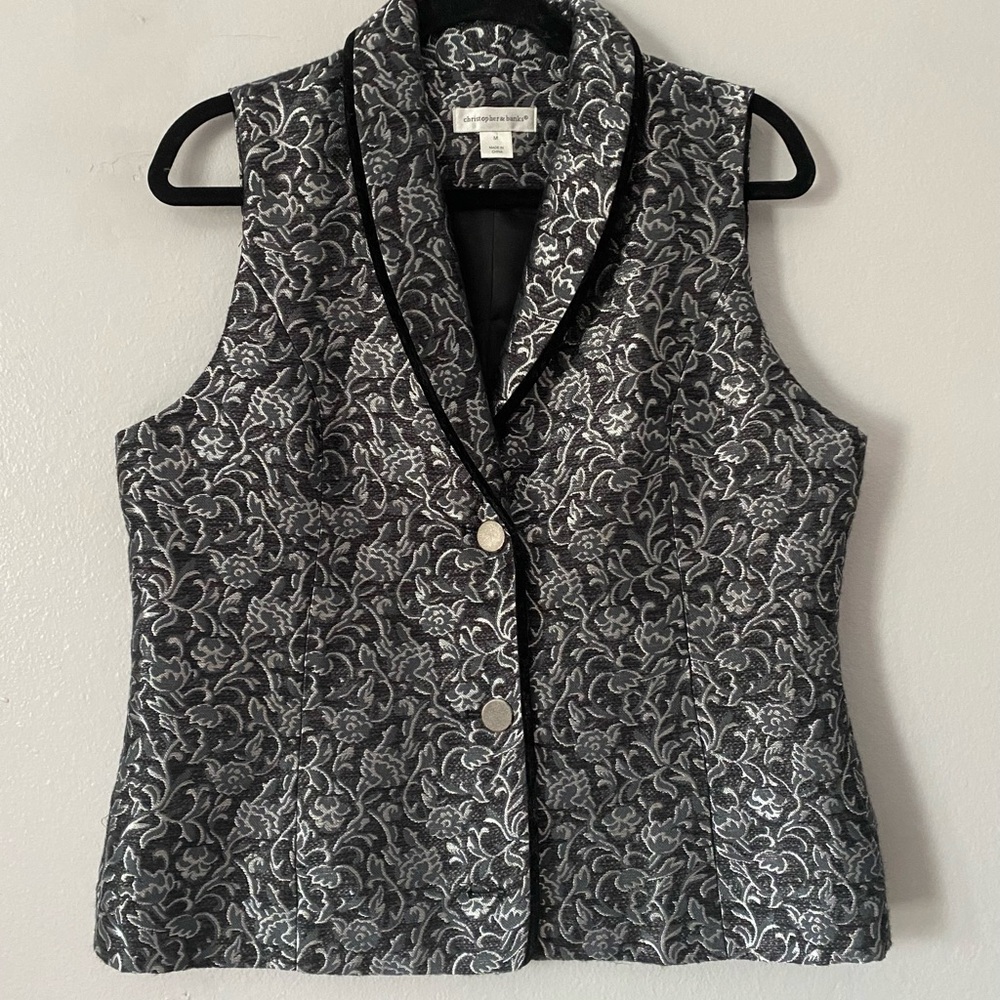 Christopher & Banks Women’s Brocade Grey Vest size M